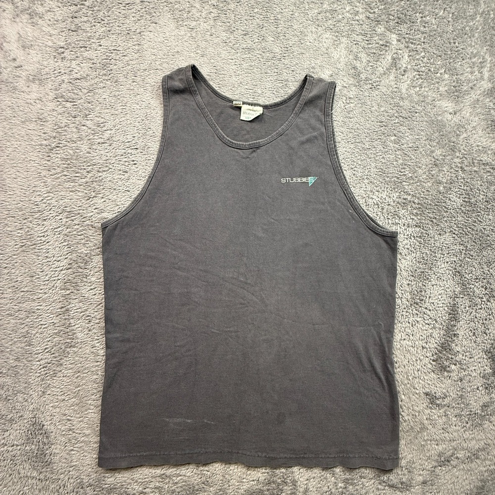 Vintage Australia Surf Stubbies Tank Shirt Faded Gray Black Distressed Mens M US